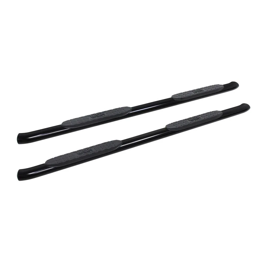 21-24085 – WESTIN Nerf Bar, With Step Pads 4 Inch Oval Bent Powder Coated Black Steel With Welded End Caps Rocker Pan...